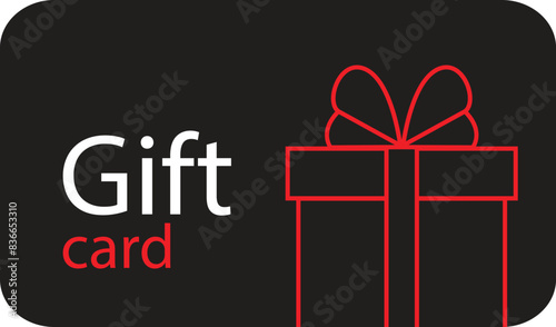 Loyalty card, incentive gift, collect bonus, earn reward, redeem gift, win present, vector mono line icon 