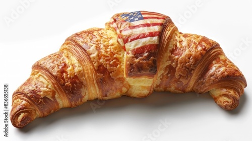 American Flag Croissant on White Isolated Background photo
