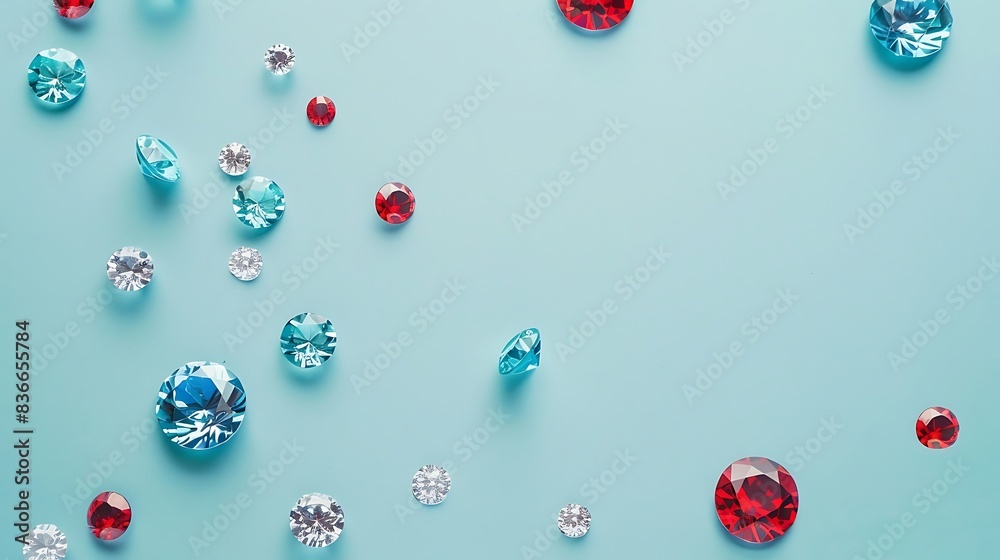 Small blue and red diamonds on left side, light mint background. Small blue and red diamonds on left side, light mint background.