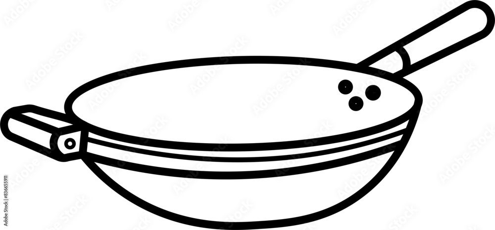 Wok vector outline illustration Wok vector outline illustration