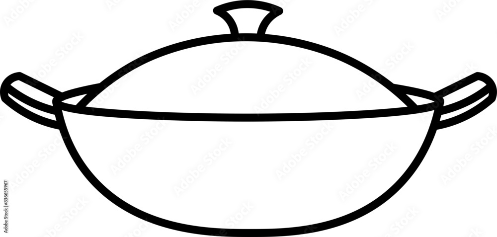 Wok vector outline illustration Wok vector outline illustration