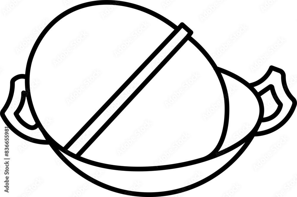 Wok vector outline illustration Wok vector outline illustration