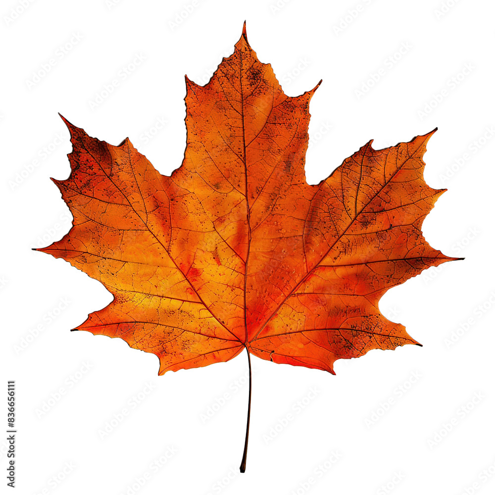 Fototapeta premium Maple Leaf Isolated on a Transparent Background Autumn Season