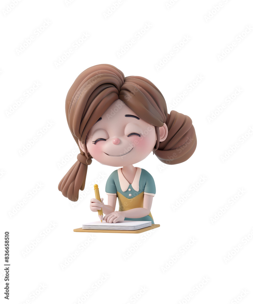 beautiful student doing homework isolated on transparent background beautiful student doing homework isolated on transparent background