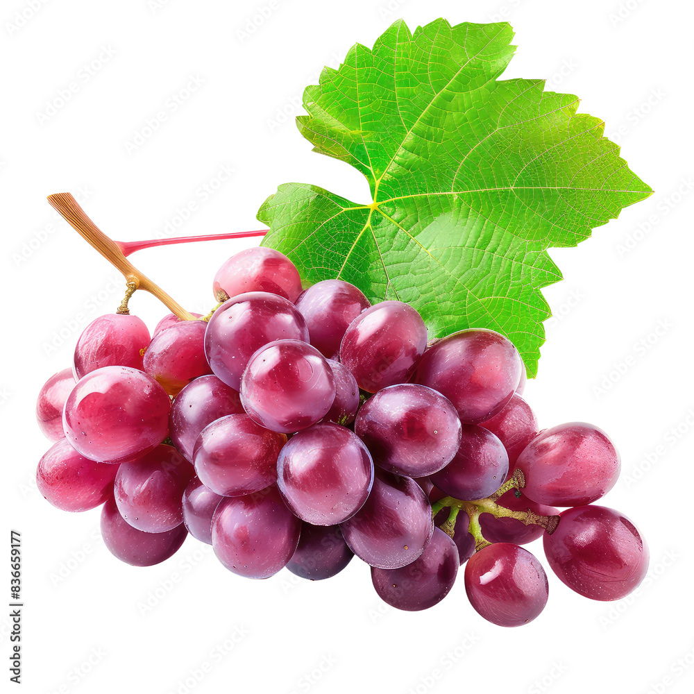 Fototapeta premium bunch of red grapes isolated on transparent background.