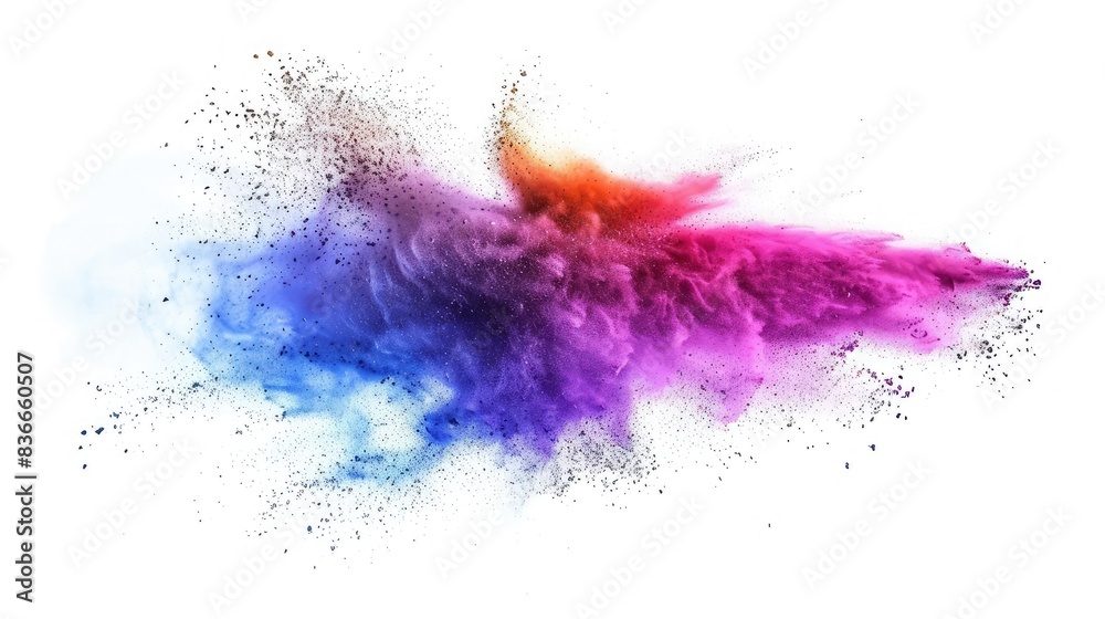 Colourful smoke background, art, magic explosion,colorful mixed rainbow powder explosion isolated on white background,abstract multi color powder explosion on white background

