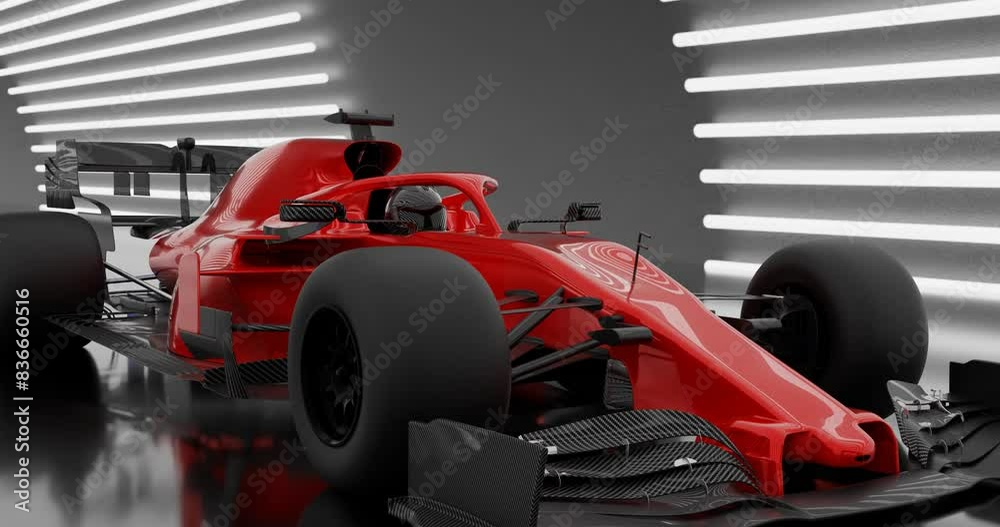 Red racing car in tunnel