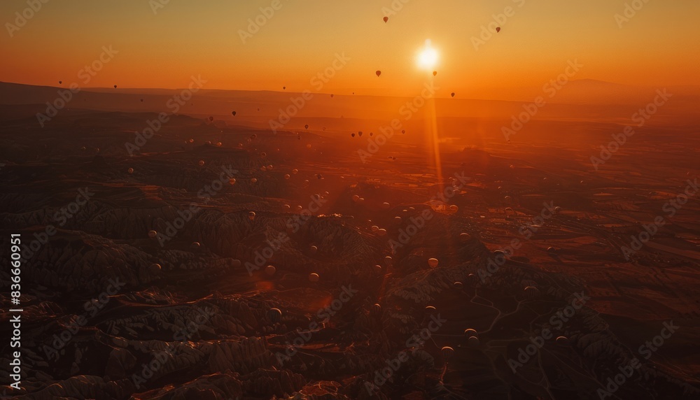 Magic in the Sky: Hot Air Balloons Soar at Sunrise in Cappadocia, Turkey
