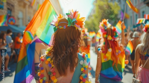 Vibrant Rainbow Parade Celebration Generative AI