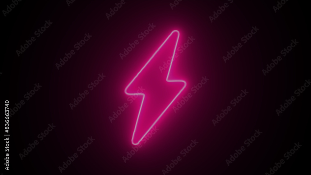 Neon bolt sign. neon lightning bolt. Glowing neon line Lightning bolt icon isolated on black background. Flash sign. Charge flash icon. Thunder bolt. Lighting strike.