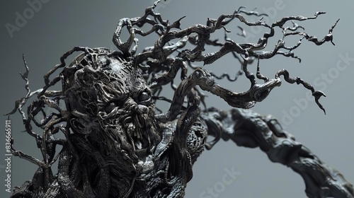 3D Model Abstract Art of Frightful metamorphic shapeshifting abstract Halloween monster mutation abhorrent sculpture photo