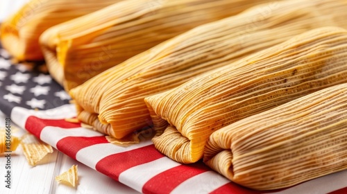 American Flag Tamales on White Isolated Background photo