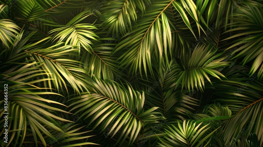 Texture of palm branches in the background