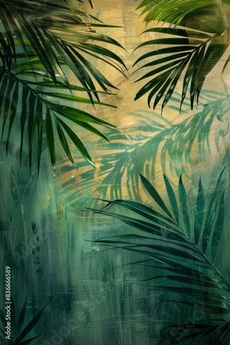 Texture of palm branches in the background