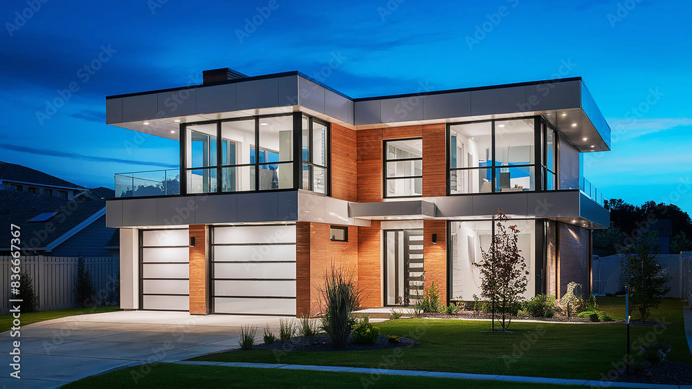 Modern house in the city architecture office house apartment design night scene Modern house in the city architecture office house apartment design night scene