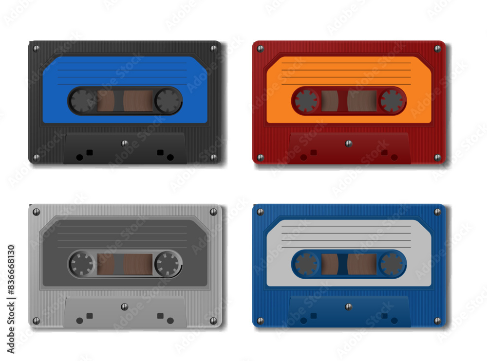 Set of vector retro audio cassettes.