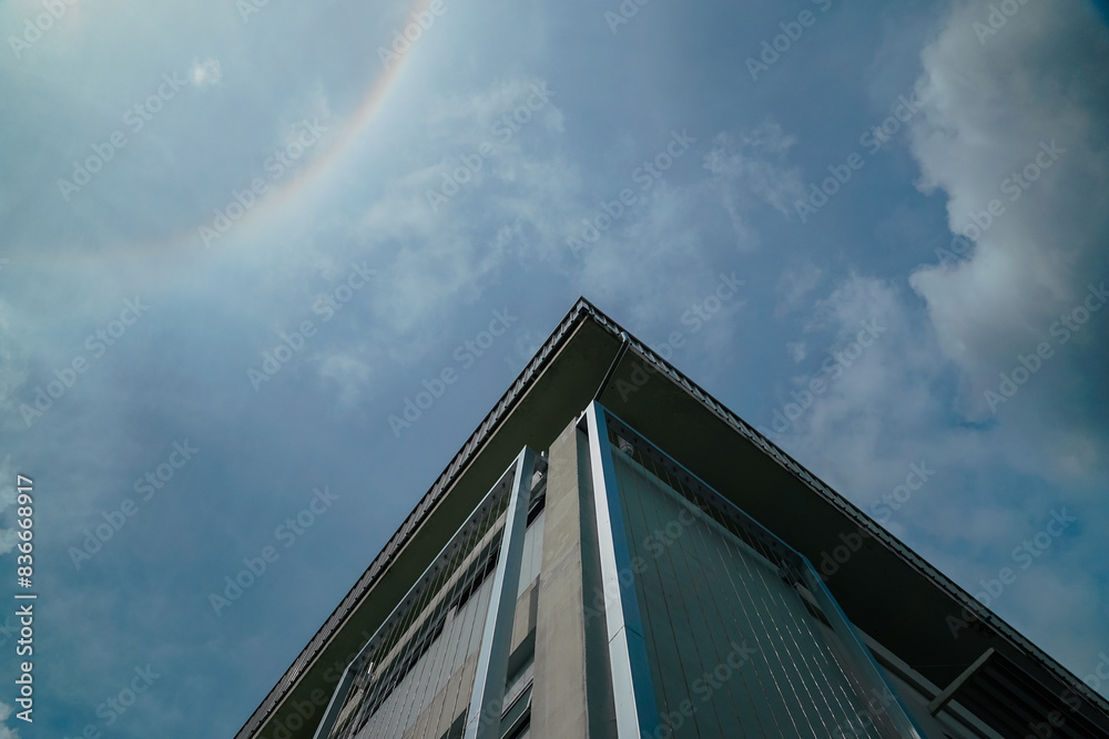 A building with a large window on the top A building with a large window on the top