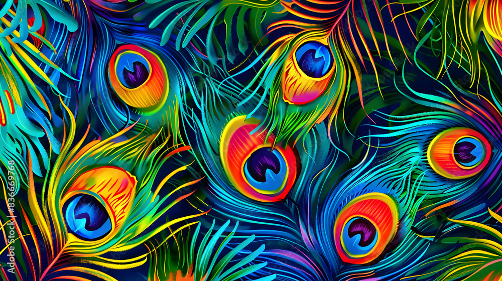 Fototapeta premium Peacock feather pattern background