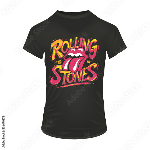 Rolling Stones T Shirt Design Vector Element.