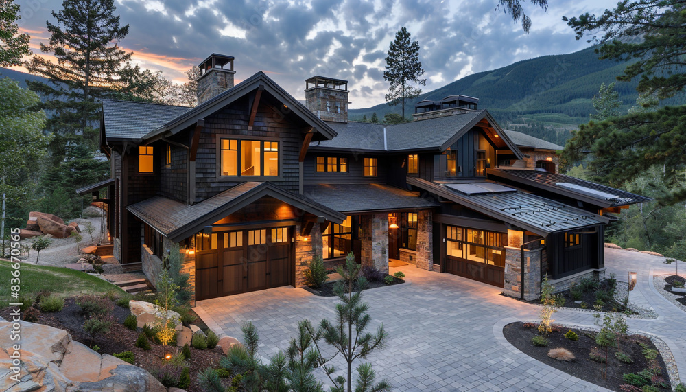 Elegant Craftsman Style New Construction Onyx House with Contemporary Design in a Rustic Mountain Village Elegant Craftsman Style New Construction Onyx House with Contemporary Design in a Rustic Mountain Village