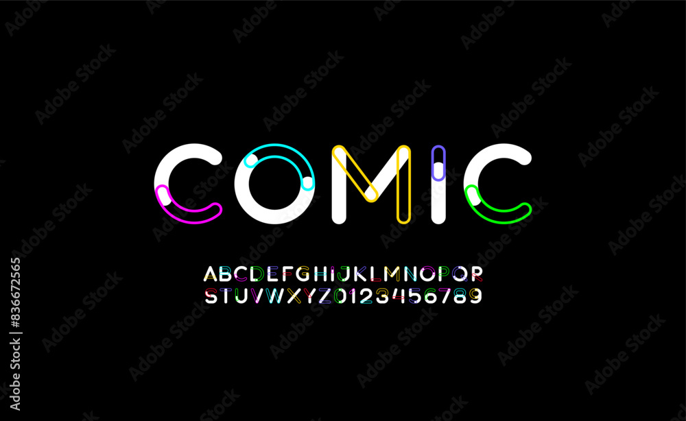 Fototapeta premium alphabet playful art decorative font, letters A, B, C, D, E, F, G, H, I, J, K, L, M, N, O, P, Q, R, S, T, U, V, W, X, Y, Z and numerals 0, 1, 2, 3, 4, 5, 6, 7, 8, 9, vector illustration 10EPS