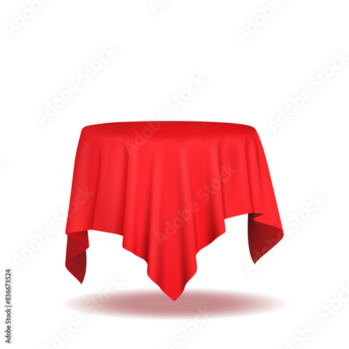 Red table cloth. Isolated on White Background. Vector illustration