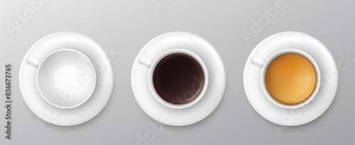 coffee cup assortment top view collection. Vector illustration