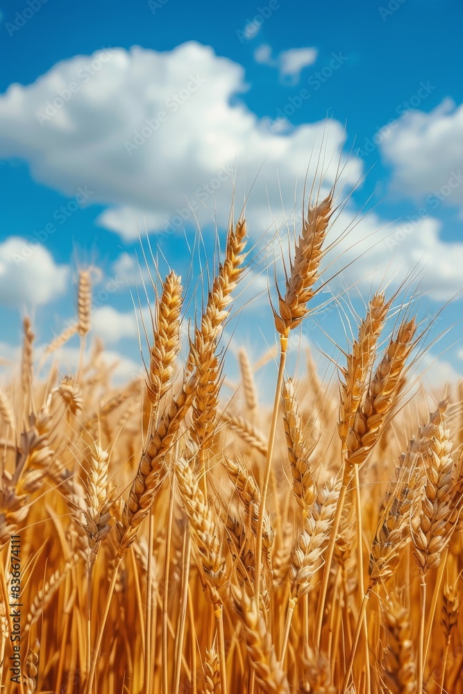 Fototapeta premium Golden Wheat With Blue Sky