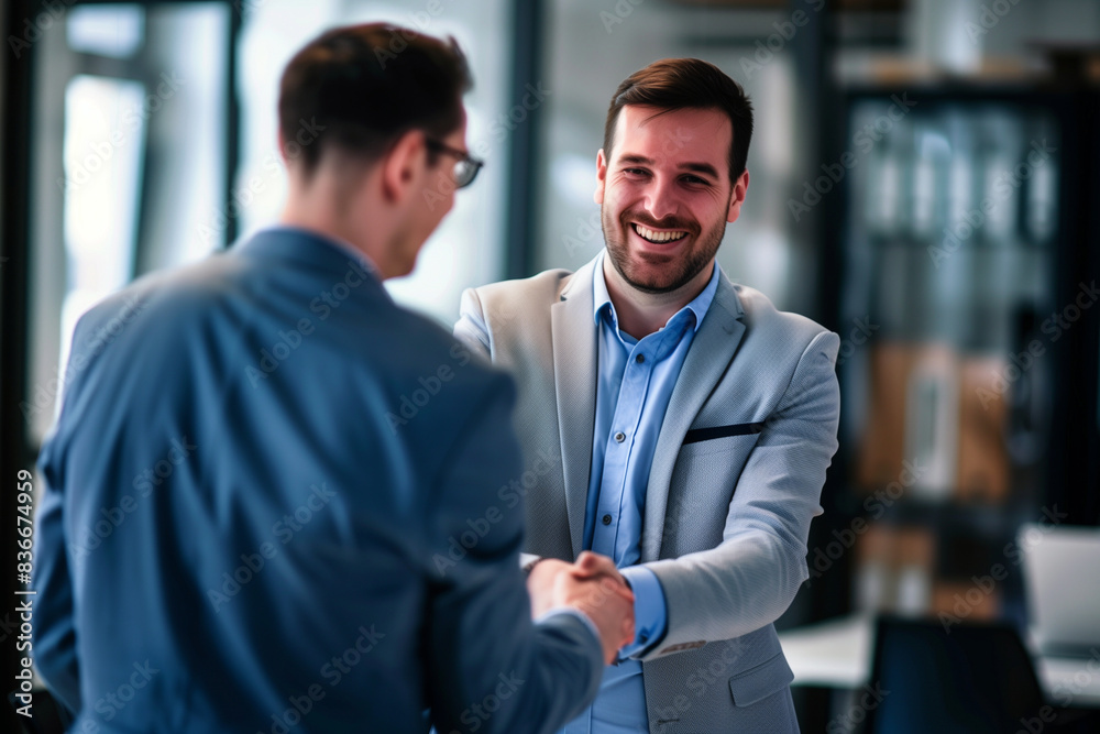 Business partners shake hands.ビジネスパートナーたちが握手を交わしている。Generative AI Business partners shake hands.ビジネスパートナーたちが握手を交わしている。Generative AI