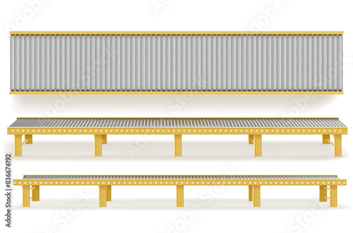 Delivery concept. Empty conveyor line isolated on a white.