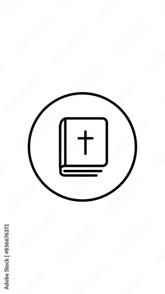 Bible line icon inside circle, black outline, line icons, black and white vertical video animation for web use for religion, christianity, faith Bible line icon inside circle, black outline, line icons, black and white vertical video animation for web use for religion, christianity, faith