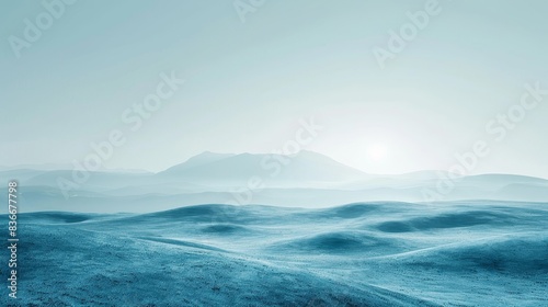Minimalist Mountain Landscape with Blue Sky © SunPunjiStudio