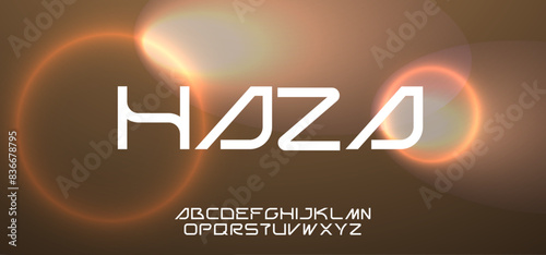 Haza, modern display typeface lettering space font, vector illustration. photo