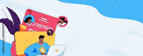 Personnel doing job interview flat vector concept operation hand drawn illustration
