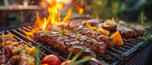 Barbecue feast for Labor Day  friends and family gathered  joyful mood 