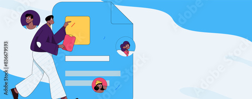 Personnel doing job interview flat vector concept operation hand drawn illustration

