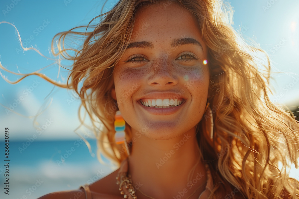 portrait of a woman Summer beach party portrait of a woman Summer beach party