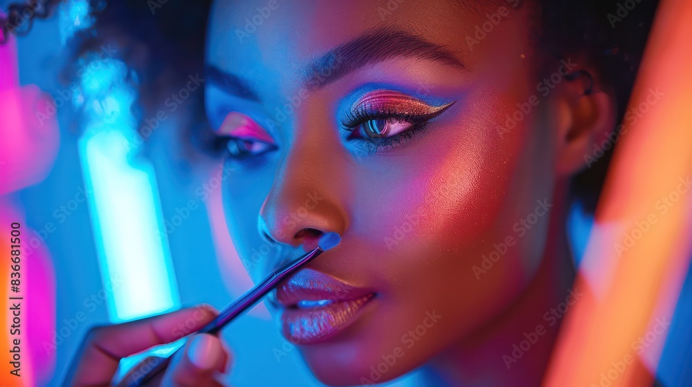 Fototapeta premium Makeup artist applying makeup.