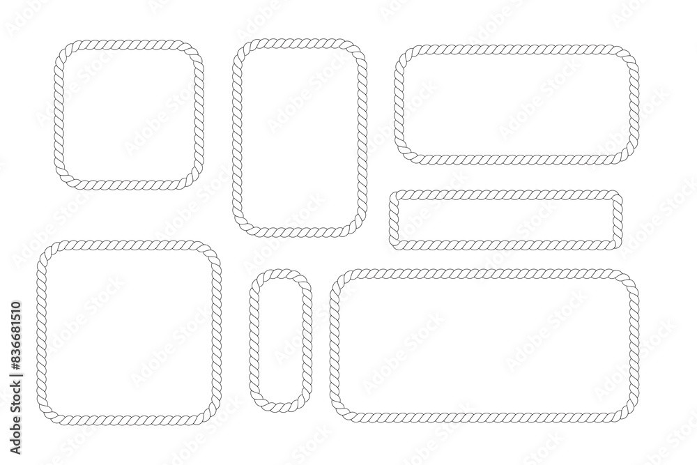black white outline rope frame set black white outline rope frame set