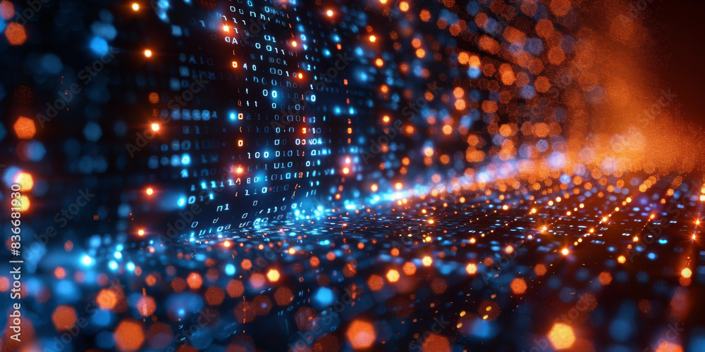 Obraz premium Digital background for tech, AI, neural networks, data, audio, graphics