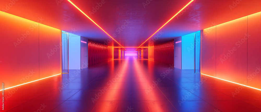 Futuristic Neon-Lit Hallway with Minimalist Design Futuristic Neon-Lit Hallway with Minimalist Design
