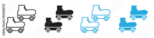 Roller skates icon mark in filled style