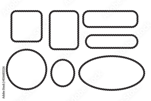 set of rope pattern brushes. Vector illustration