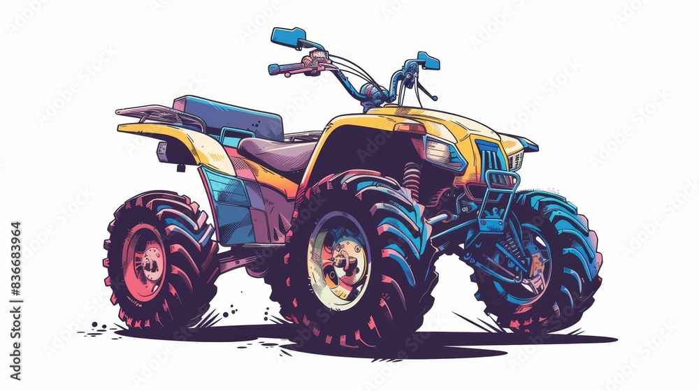 Quad bike cartoon graphic with white background. Quad bike cartoon graphic with white background.