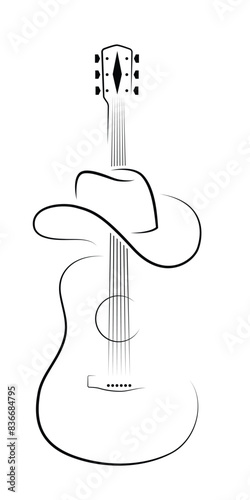 guitar illustrator cowboy head