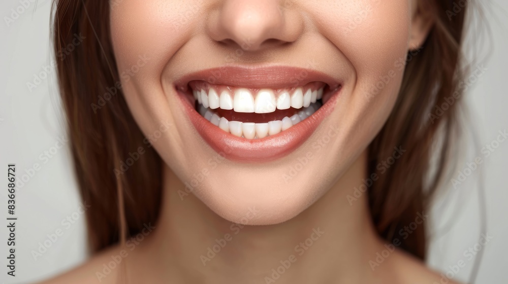 A woman with white teeth smiles brightly A woman with white teeth smiles brightly