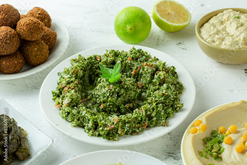 Tabbouleh salad, Eastern Arab appetizers, Maftoul with vegetables 3 photo