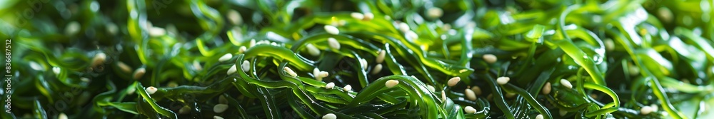 seaweed salad sprinkled with sesame seeds. seaweed salad sprinkled with sesame seeds.