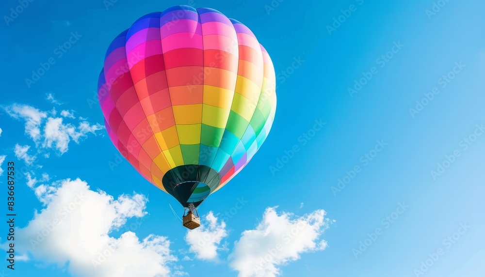 Naklejka premium Spectacular Rainbow Hot Air Balloon Soars at Michigan Airshow