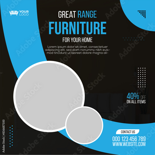 Furniture sale social media and instagram post template banner